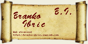 Branko Ibrić vizit kartica